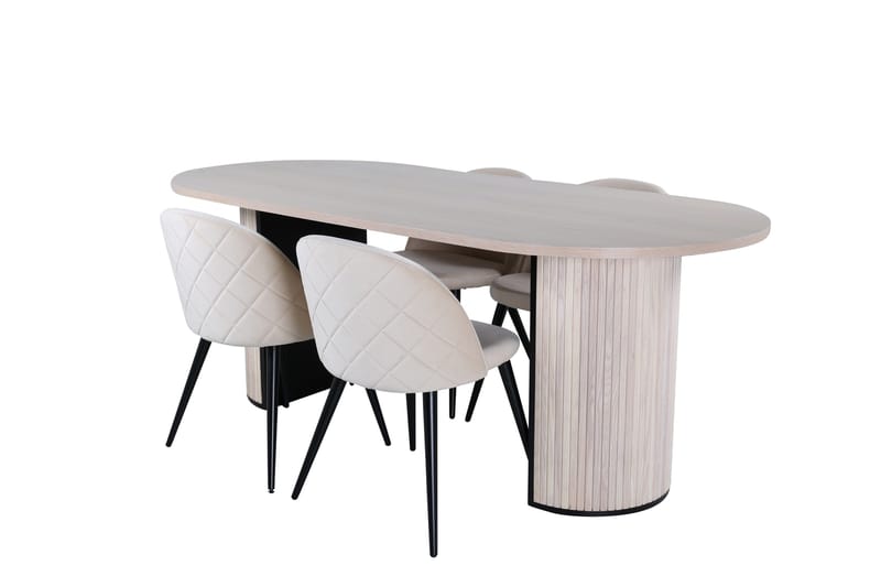 Bianca Spisegruppe 200 cm Oval med 4 Velvet Stoler - Sort - Møbler - Bord - Spisegrupper