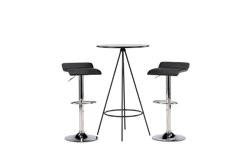 Bistro Spisegruppe 60 cm Rund med 2 Jonna Stoler, Sort