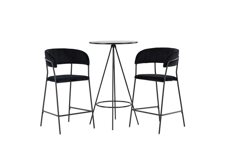 Bistro Spisegruppe 60 cm Rund med 2 Lui Stoler, Sort
