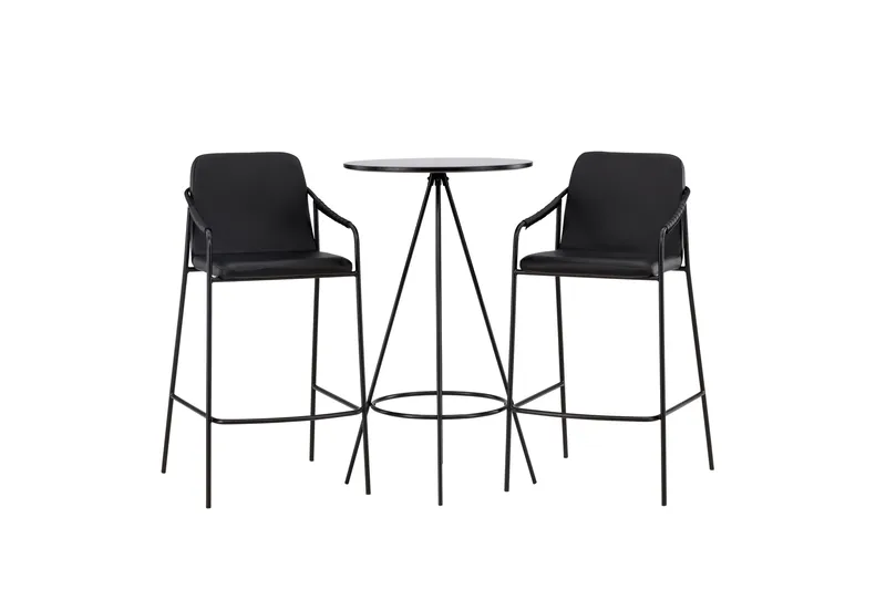Bistro Spisegruppe 60 cm Rund med 2 Tvista Stoler, Sort