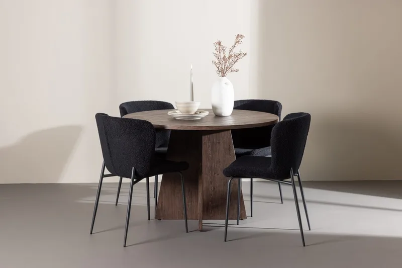 Bootcut lite rundt spisebord 110 cm med 4 Modesto spisestoler