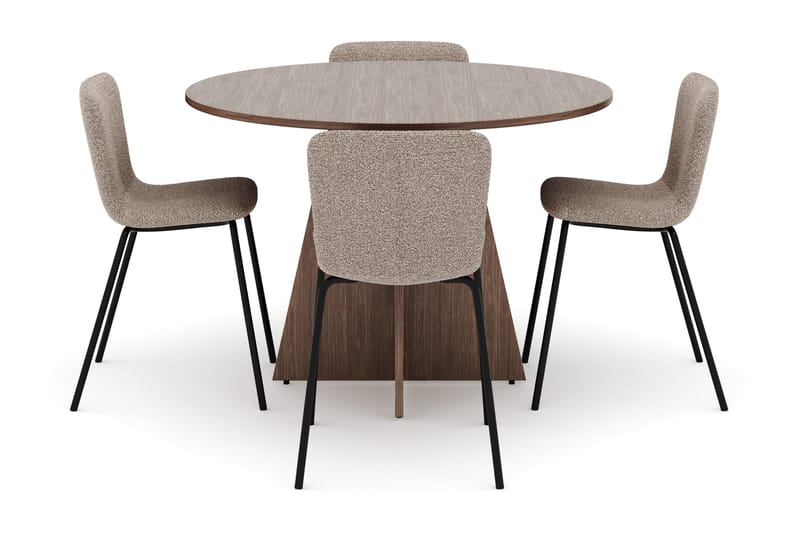 Bootcut Rundt Lite Spisebord i Valnøtt 110 cm med 4 Katy Spisestoler - Møbler - Bord - Spisegrupper