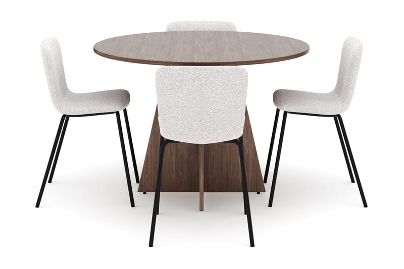 Bootcut Rundt Lite Spisebord i Valnøtt 110 cm med 4 Katy Spisestoler - Møbler - Bord - Spisegrupper