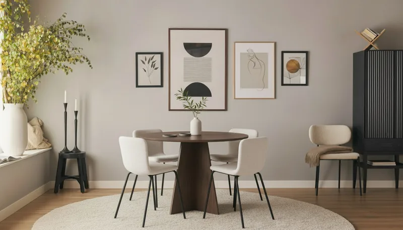 Bootcut Rundt Lite Spisebord i Valnøtt 110 cm med 4 Katy Spisestoler - Møbler - Bord - Spisegrupper