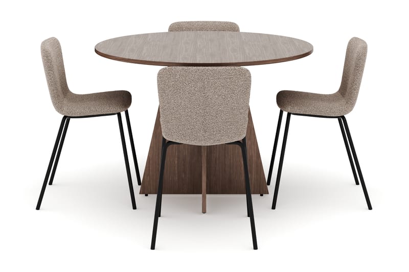 Bootcut Rundt Lite Spisebord i Valnøtt 110 cm med 4 Katy Spisestoler - Møbler - Bord - Spisegrupper