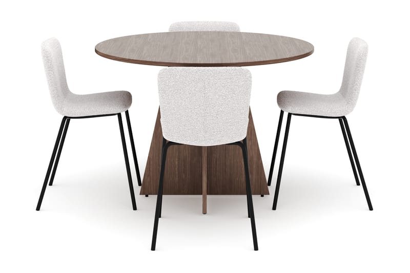 Bootcut Rundt Lite Spisebord i Valnøtt 110 cm med 4 Katy Spisestoler - Møbler - Bord - Spisegrupper