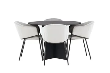 Bootcut spisebord 110 cm rundt med 4 Evelina stoler med armlener - Møbler - Bord - Spisegrupper
