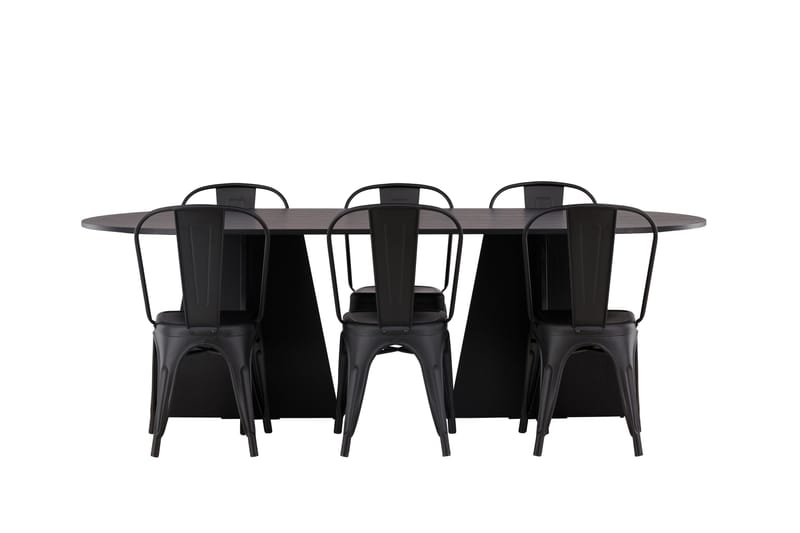 Bootcut Spisebord 230x115 cm med 4 Tempe Stoler - Svart - Møbler - Bord - Spisebord & kjøkkenbord