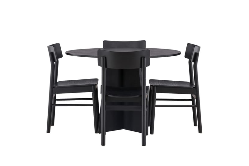 Bootcut Spisegruppe + 4 stoler Rund, Svart
