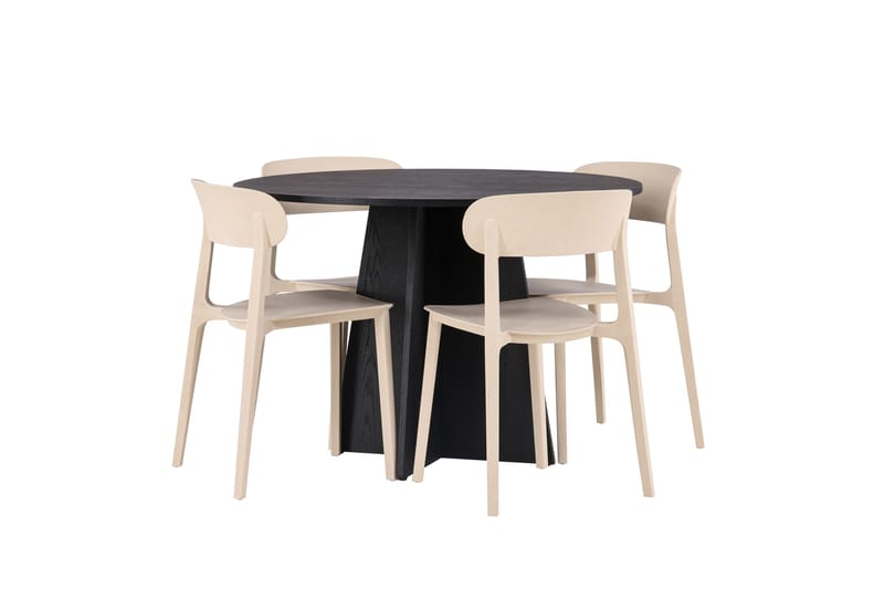 Bootcut Spisegruppe 110 cm Rund med 4 Åstol Stoler - Beige - Møbler - Bord - Spisegrupper