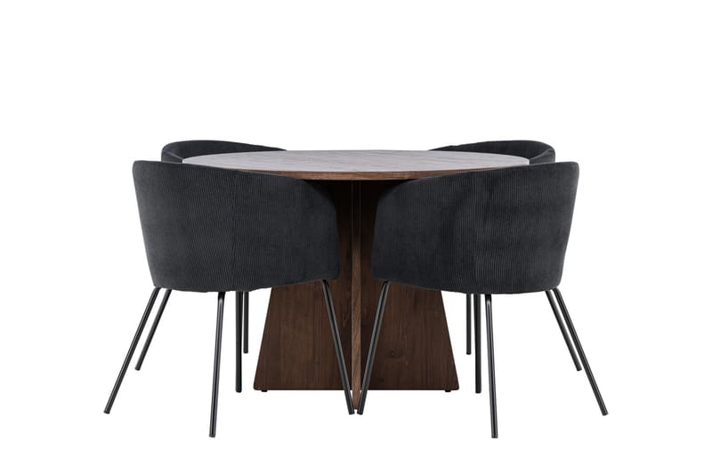 Bootcut Spisegruppe 110 cm Rund med 4 Berit stoler - Mocca/Svart - Møbler - Bord - Spisegrupper