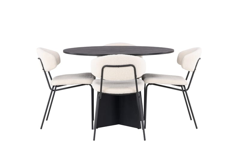 Bootcut Spisegruppe 110 cm Rund med 4 Chico Stoler - Sort - Møbler - Bord - Spisegrupper