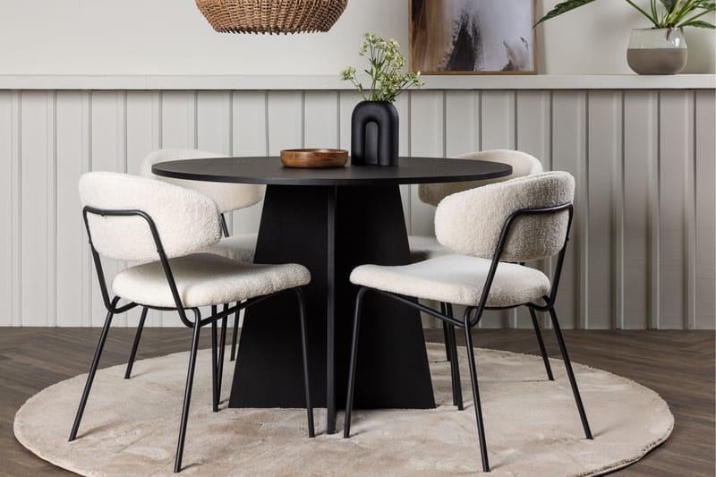 Bootcut Spisegruppe 110 cm Rund med 4 Chico Stoler - Sort - Møbler - Bord - Spisegrupper