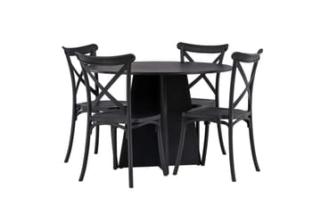Bootcut Spisegruppe 110 cm Rund med 4 Crosett Stoler - Sort - Møbler - Bord - Spisegrupper