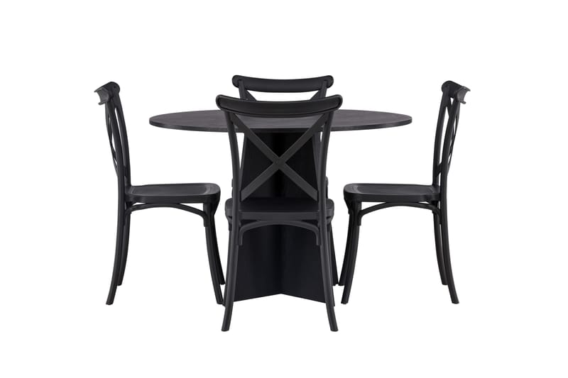 Bootcut Spisegruppe 110 cm Rund med 4 Crosett Stoler - Sort - Møbler - Bord - Spisegrupper