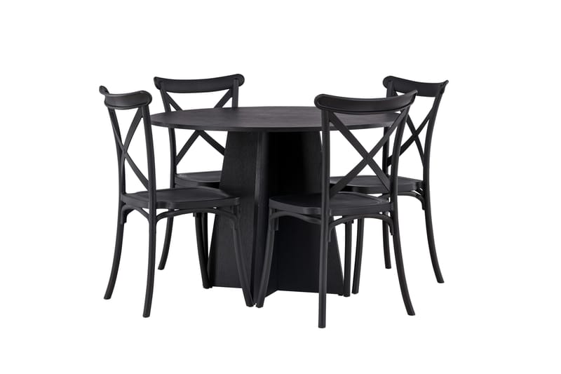 Bootcut Spisegruppe 110 cm Rund med 4 Crosett Stoler - Sort - Møbler - Bord - Spisegrupper