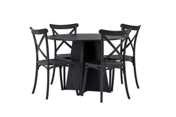 Bootcut Spisegruppe 110 cm Rund med 4 Crosett Stoler - Sort - Møbler - Bord - Spisegrupper
