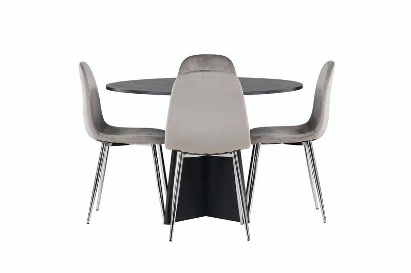 Bootcut Spisegruppe 110 cm Rund med 4 Eva Stoler, Sort