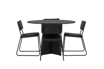 Bootcut Spisegruppe 110 cm Rund med 4 Kenth Stoler - Sort - Møbler - Bord - Spisegrupper