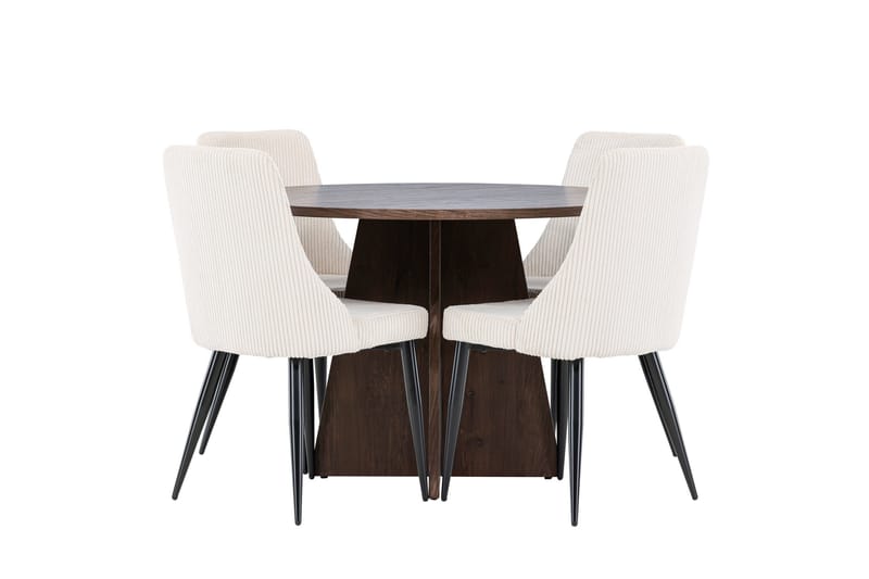 Bootcut Spisegruppe 110 cm Rund med 4 Leone stoler - Mocca/Beige - Møbler - Bord - Spisegrupper