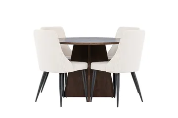 Bootcut Spisegruppe 110 cm Rund med 4 Leone stoler - Mocca/Beige - Møbler - Bord - Spisegrupper