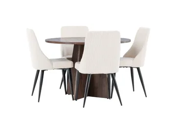 Bootcut Spisegruppe 110 cm Rund med 4 Leone stoler - Mocca/Beige - Møbler - Bord - Spisegrupper