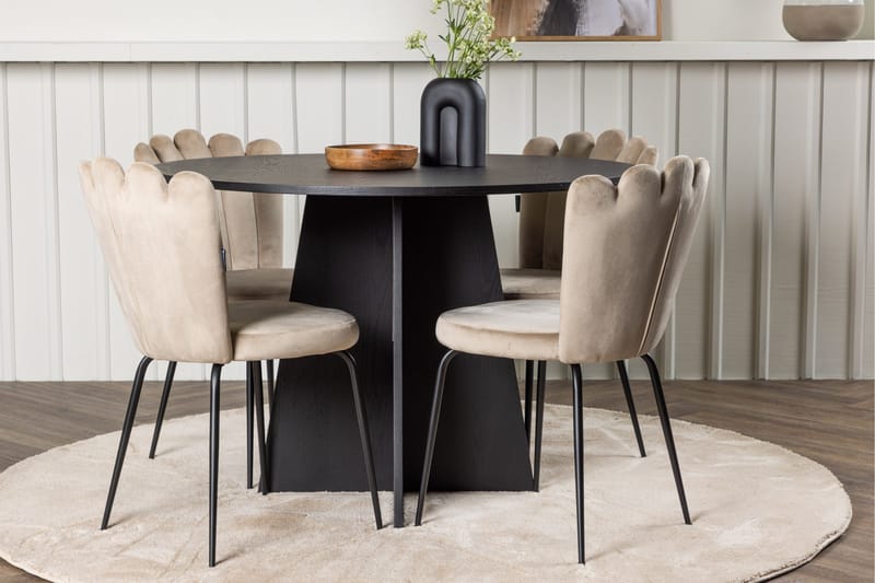 Bootcut Spisegruppe 110 cm Rund med 4 Limhamn Stoler - Beige - Møbler - Bord - Spisegrupper