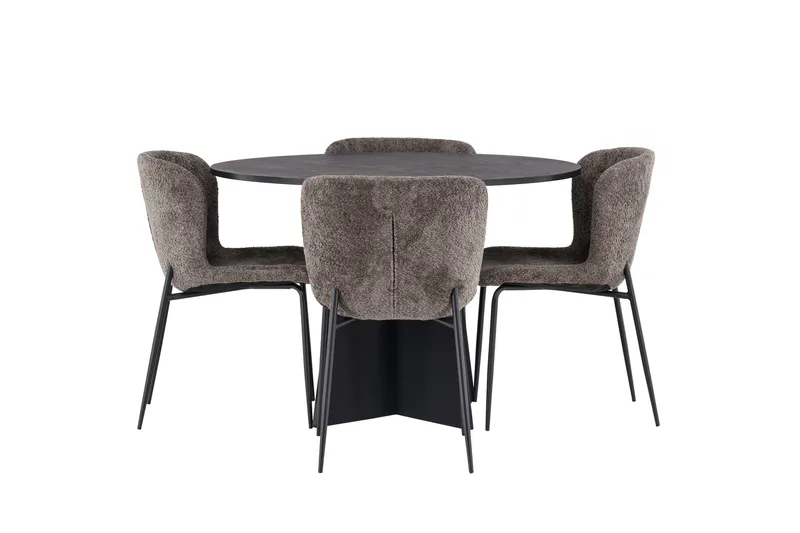 Bootcut Spisegruppe 110 cm Rund med 4 Modesto Stoler, Beige