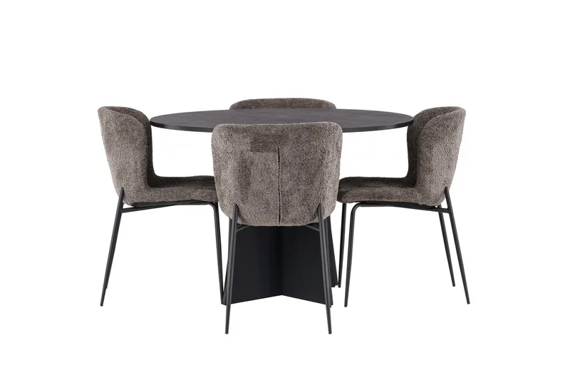 Bootcut Spisegruppe 110 cm Rund med 4 Modesto Stoler - Beige - Møbler - Bord - Spisegrupper