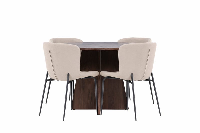 Bootcut Spisegruppe 110 cm Rund med 4 Modesto stoler - Mocca/Beige - Møbler - Bord - Spisegrupper