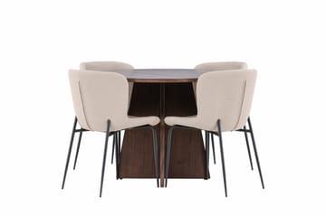 Bootcut Spisegruppe 110 cm Rund med 4 Modesto stoler - Mocca/Beige - Møbler - Bord - Spisegrupper