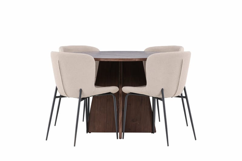 Bootcut Spisegruppe 110 cm Rund med 4 Modesto stoler - Mocca/Beige - Møbler - Bord - Spisegrupper