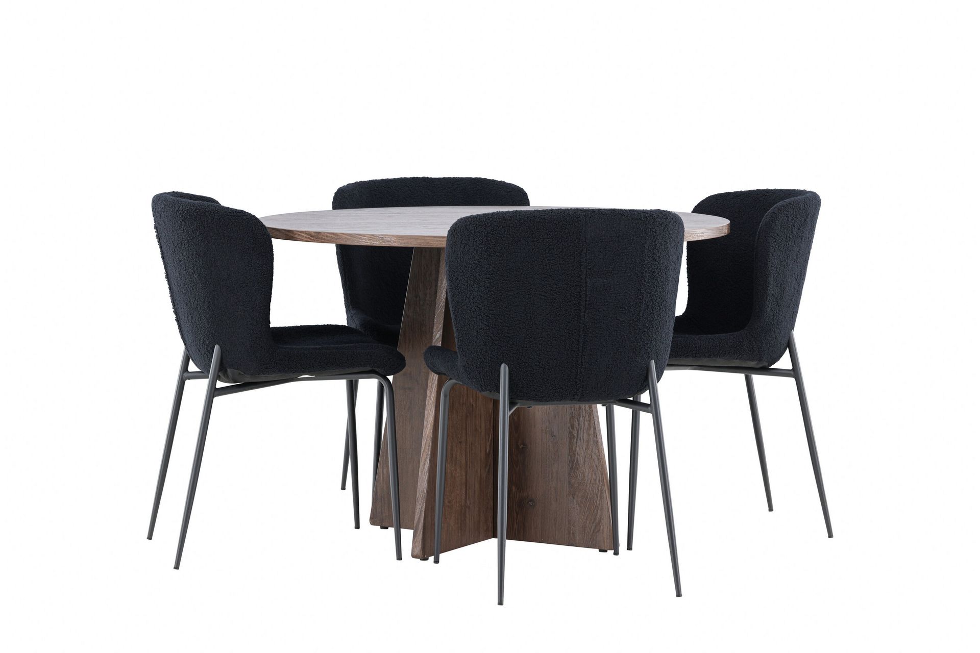 Bootcut Spisegruppe 110 cm Rund med 4 Modesto stoler - Mocca/Svart - Møbler - Bord - Spisegrupper