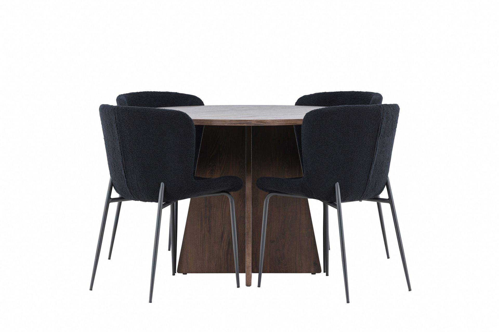 Bootcut Spisegruppe 110 cm Rund med 4 Modesto stoler - Mocca/Svart - Møbler - Bord - Spisegrupper
