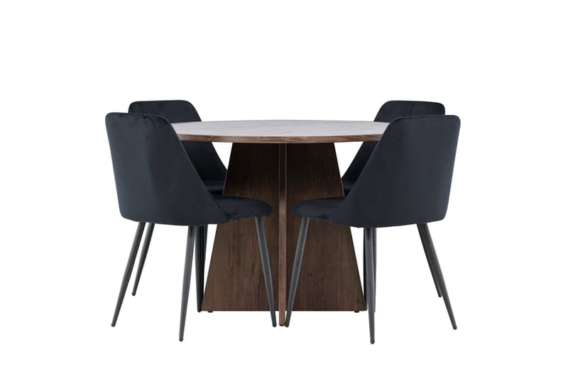 Bootcut Spisegruppe 110 cm Rund med 4 Night stoler - Mocca/Svart - Møbler - Bord - Spisegrupper