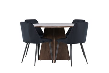 Bootcut Spisegruppe 110 cm Rund med 4 Night stoler - Mocca/Svart - Møbler - Bord - Spisegrupper