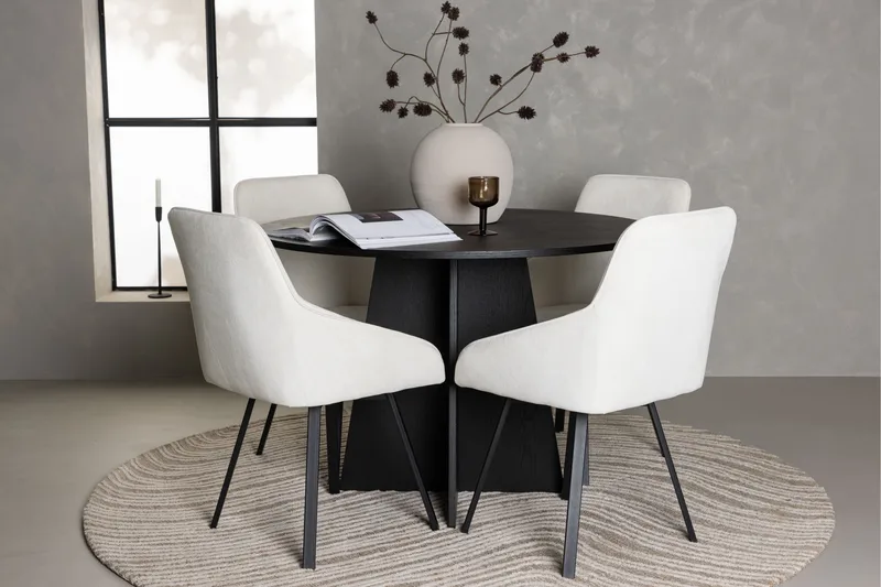 Bootcut Spisegruppe 110 cm Rund med 4 Rosie Stoler - Beige - Møbler - Bord - Spisegrupper