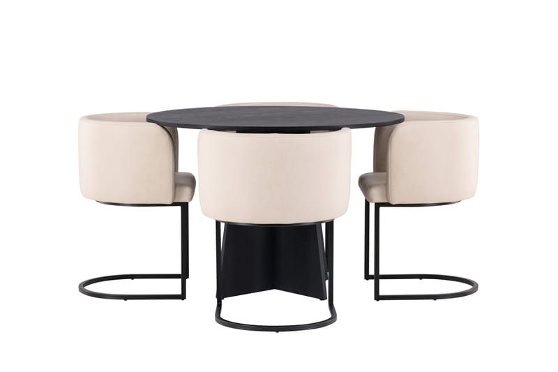 Bootcut Spisegruppe 110 cm Rund med 4 Simrishman Stoler - Beige - Møbler - Bord - Spisegrupper