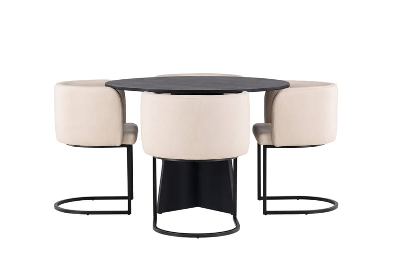 Bootcut Spisegruppe 110 cm Rund med 4 Simrishman Stoler, Beige