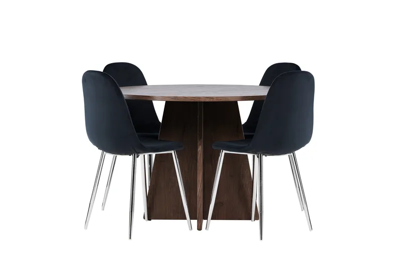 Bootcut Spisegruppe 110 cm Rund med 4 Polar stoler - Mocca/Svart - Møbler - Bord - Spisegrupper