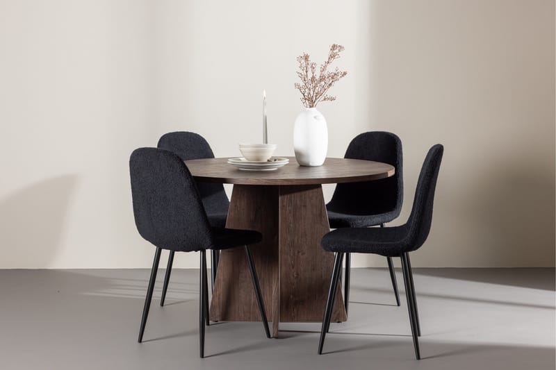 Bootcut Spisegruppe 110 cm Rund med 4 Polar stoler - Mocca/Svart - Møbler - Bord - Spisegrupper