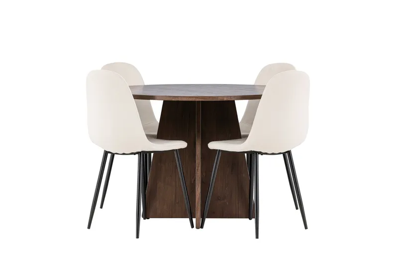 Bootcut Spisegruppe 110 cm Rund med 4 Polar stoler - Mocca/Beige - Møbler - Bord - Spisegrupper