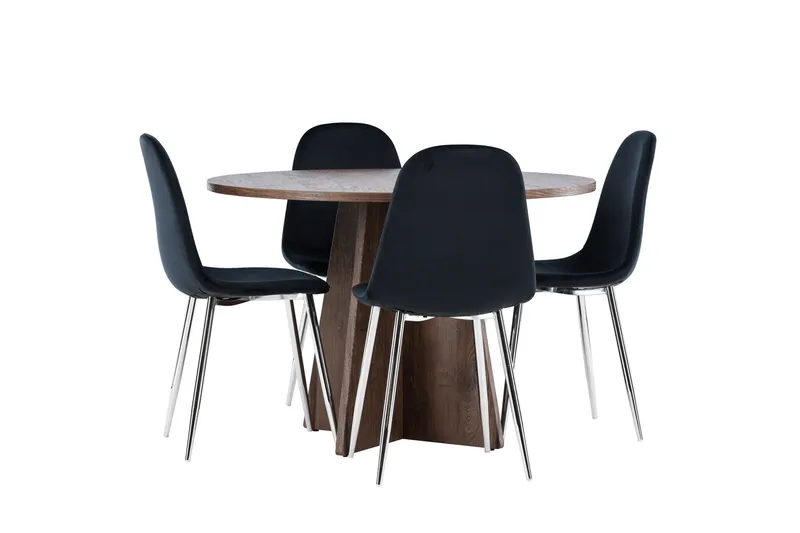 Bootcut Spisegruppe 110 cm Rund med 4 Polar stoler - Mocca/Svart - Møbler - Bord - Spisegrupper