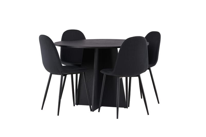 Bootcut Spisegruppe 110 cm Rund med 4 Polar Stoler - Sort - Møbler - Bord - Spisegrupper