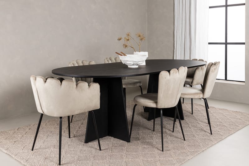 Bootcut Spisegruppe 230 cm Oval med 4 Limhamn Stoler - Beige - Møbler - Bord - Spisegrupper