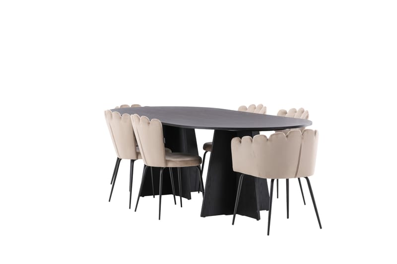Bootcut Spisegruppe 230 cm Oval med 4 Limhamn Stoler - Beige - Møbler - Bord - Spisegrupper