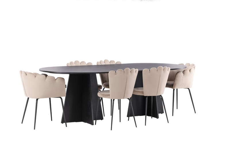 Bootcut Spisegruppe 230 cm Oval med 4 Limhamn Stoler - Beige - Møbler - Bord - Spisegrupper