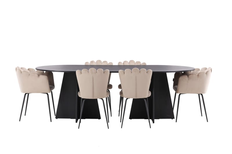Bootcut Spisegruppe 230 cm Oval med 4 Limhamn Stoler, Beige