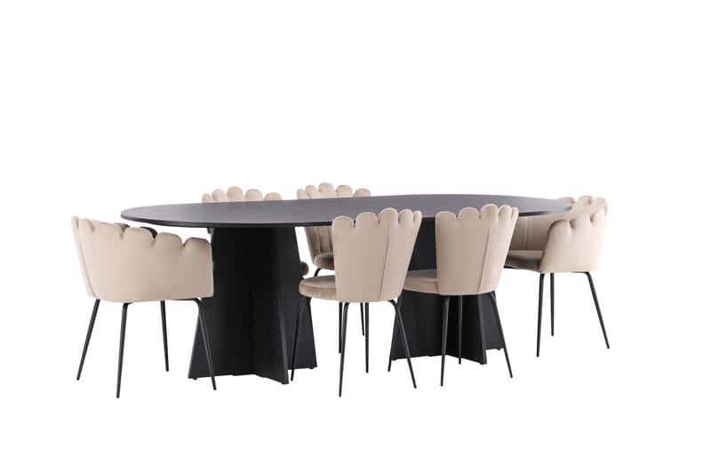 Bootcut Spisegruppe 230 cm Oval med 4 Limhamn Stoler - Beige - Møbler - Bord - Spisegrupper