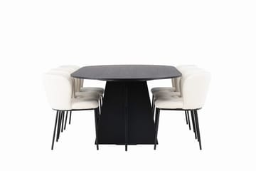 Bootcut Spisegruppe 230 cm Oval med 6 Edina Stoler - Svart - Møbler - Bord - Spisegrupper